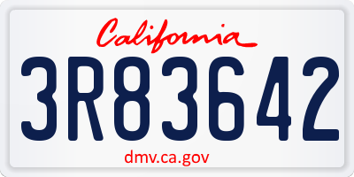 CA license plate 3R83642