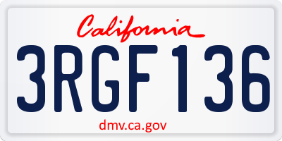 CA license plate 3RGF136