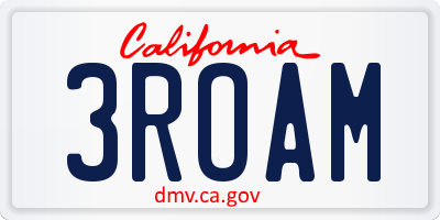 CA license plate 3ROAM