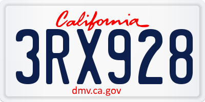 CA license plate 3RX928