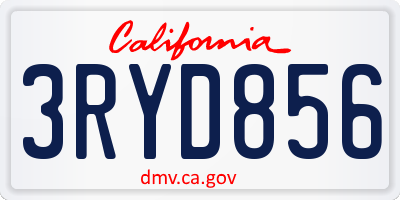 CA license plate 3RYD856