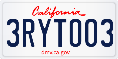 CA license plate 3RYTOO3