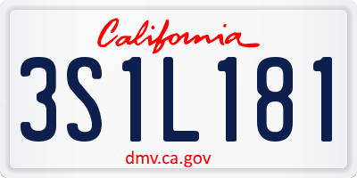 CA license plate 3S1L181