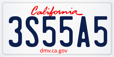 CA license plate 3S55A5