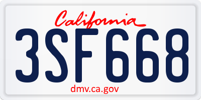 CA license plate 3SF668