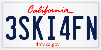 CA license plate 3SKI4FN