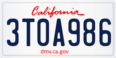 CA license plate 3T0A986