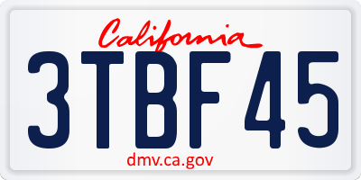 CA license plate 3TBF45