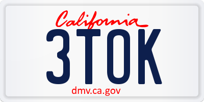 CA license plate 3TOK