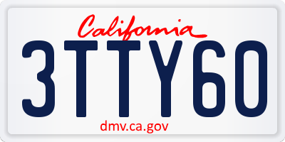 CA license plate 3TTY60