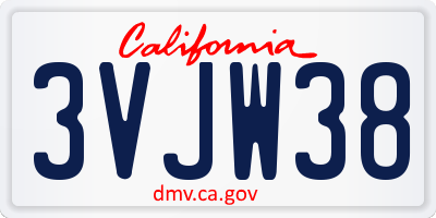 CA license plate 3VJW38