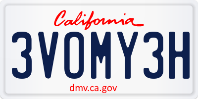 CA license plate 3VOMY3H