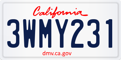 CA license plate 3WMY231