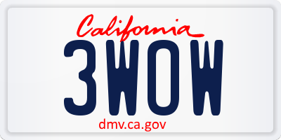 CA license plate 3WOW