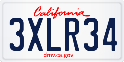 CA license plate 3XLR34