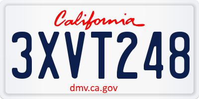 CA license plate 3XVT248