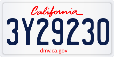 CA license plate 3Y29230