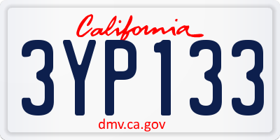 CA license plate 3YP133