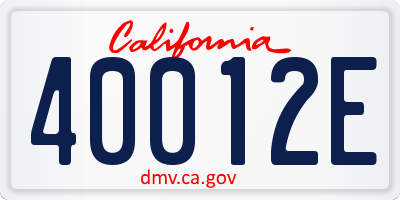 CA license plate 40012E