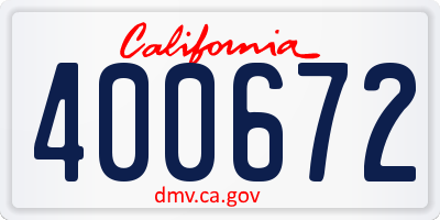 CA license plate 400672