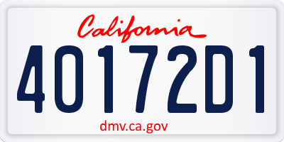 CA license plate 40172D1