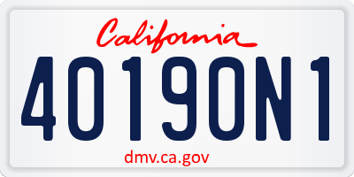 CA license plate 40190N1