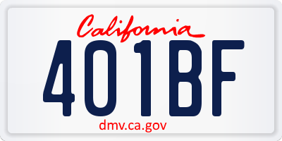 CA license plate 401BF