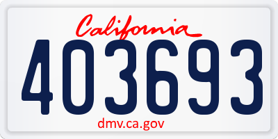 CA license plate 403693