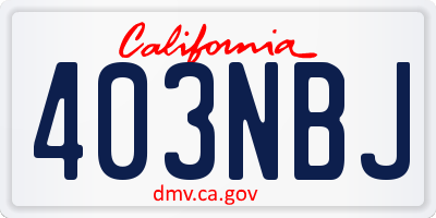 CA license plate 403NBJ