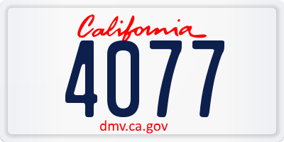 CA license plate 4077