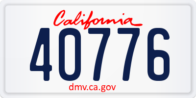 CA license plate 40776