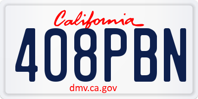 CA license plate 408PBN