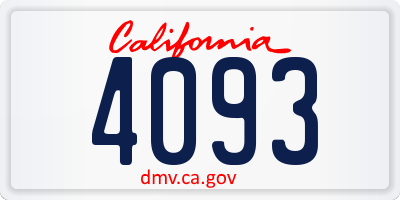 CA license plate 4093