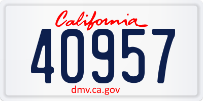 CA license plate 40957