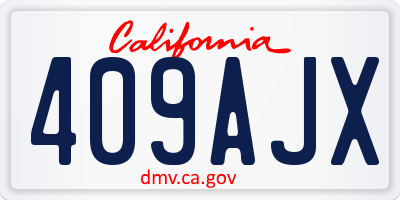 CA license plate 409AJX