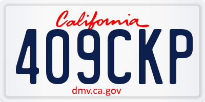 CA license plate 409CKP