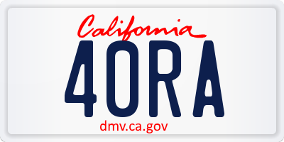 CA license plate 40RA