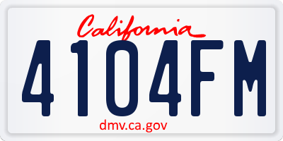 CA license plate 4104FM