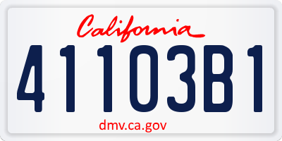 CA license plate 41103B1