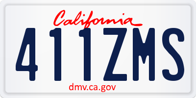 CA license plate 411ZMS