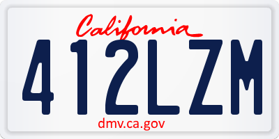 CA license plate 412LZM