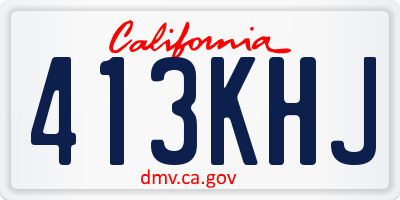 CA license plate 413KHJ