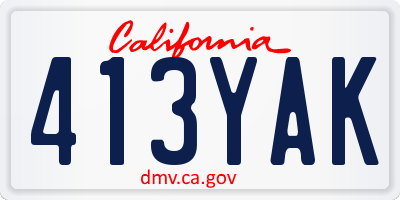 CA license plate 413YAK