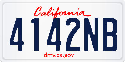 CA license plate 4142NB