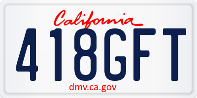 CA license plate 418GFT