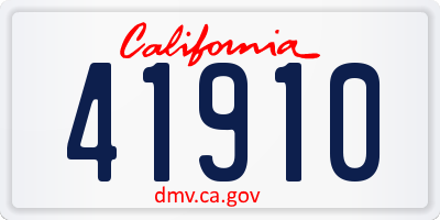 CA license plate 41910