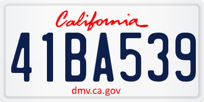 CA license plate 41BA539