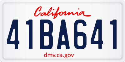 CA license plate 41BA641