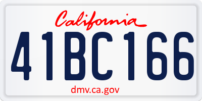 CA license plate 41BC166