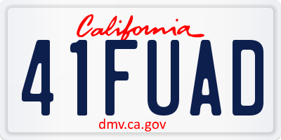 CA license plate 41FUAD